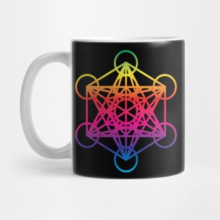 Metatron's Cube Sacred Geometry Retro Rainbow Mug